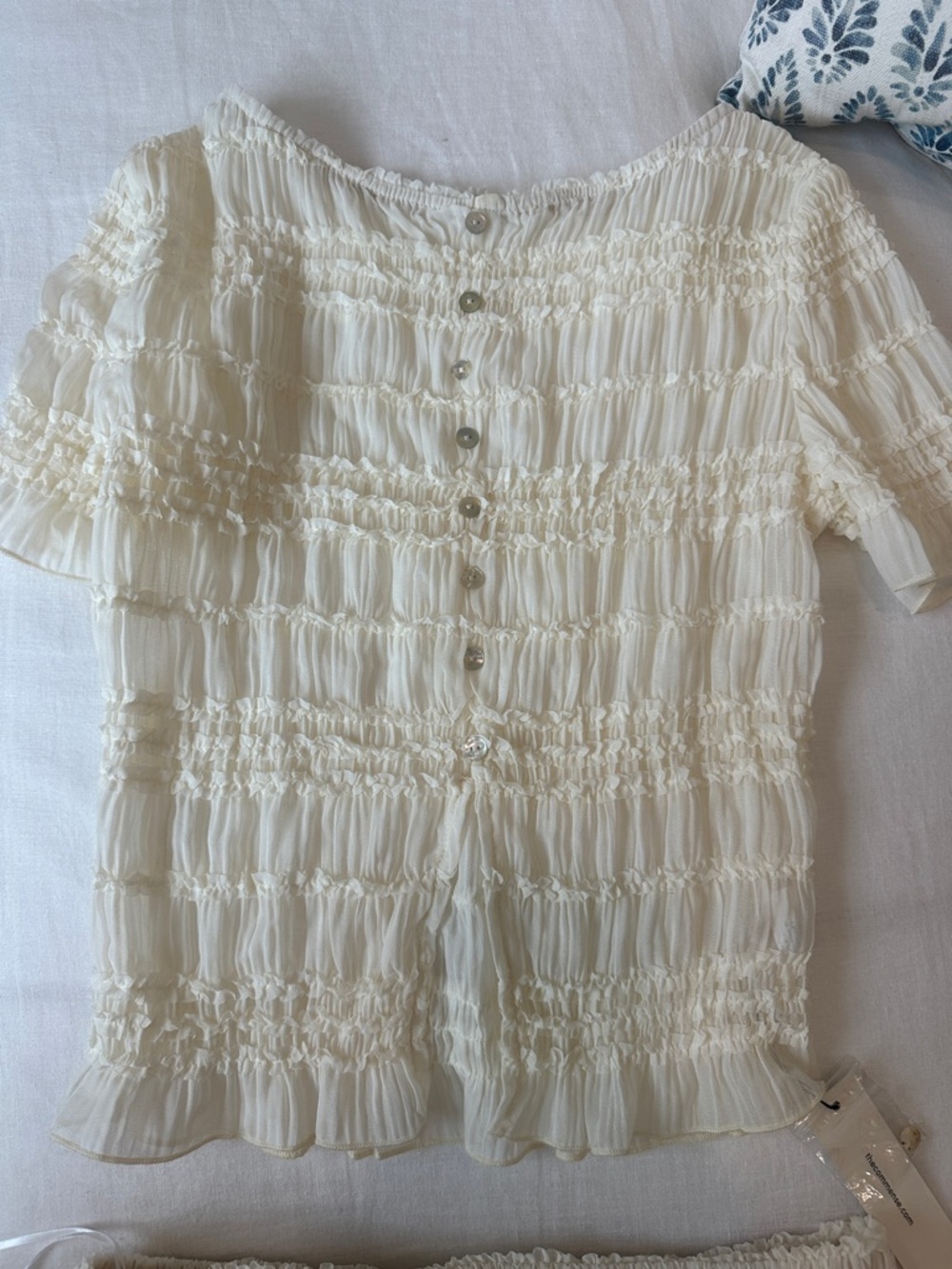 Commense Ivory Two-Piece Smocked Top and Maxi Skirt Set - Picture 2 of 6